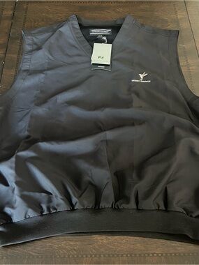NWT Cutter & Buck CB WindTec Black golf Pullover Vest XL W/Desert Springs Logo